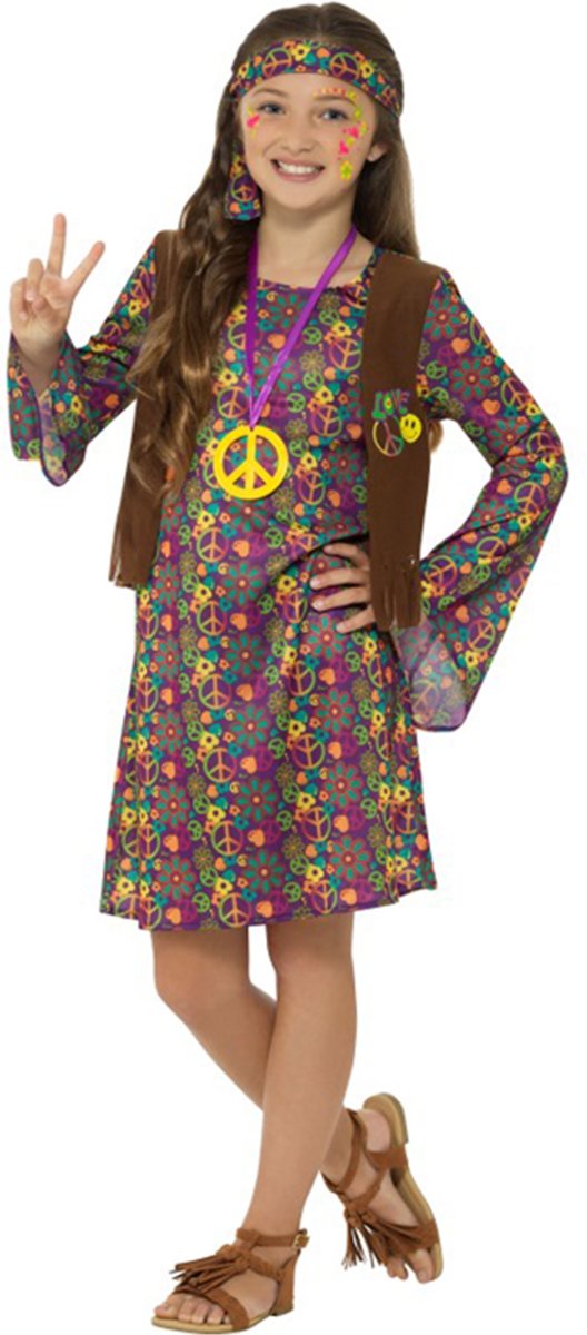 Hippie Kostuum | Jong En Vrij Hippie | Meisje | Large | Carnaval kostuum | Verkleedkleding